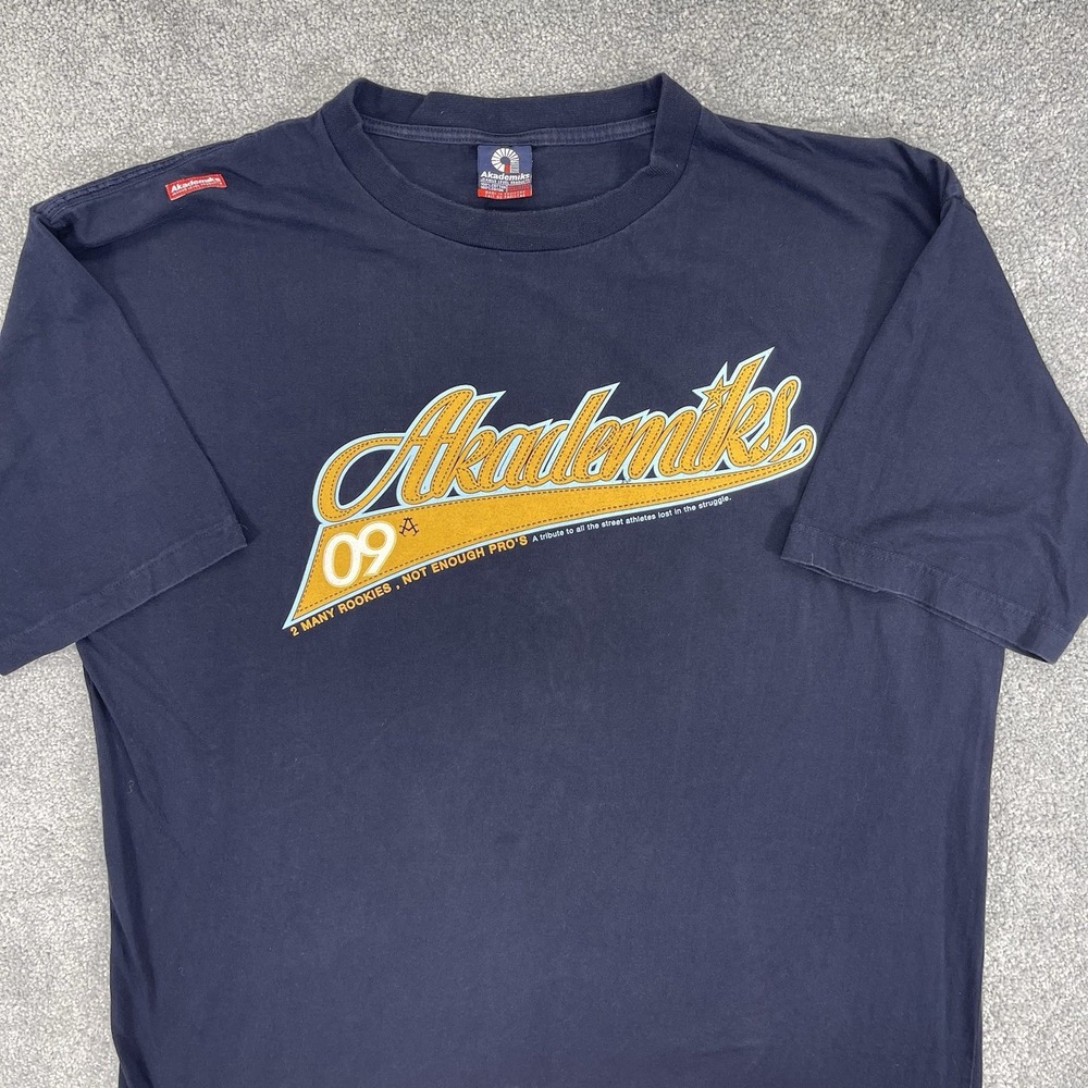 Akademiks Shirt Mens 3XL Blue Vintage Basketball Short Sleeve Crew Neck Y2K